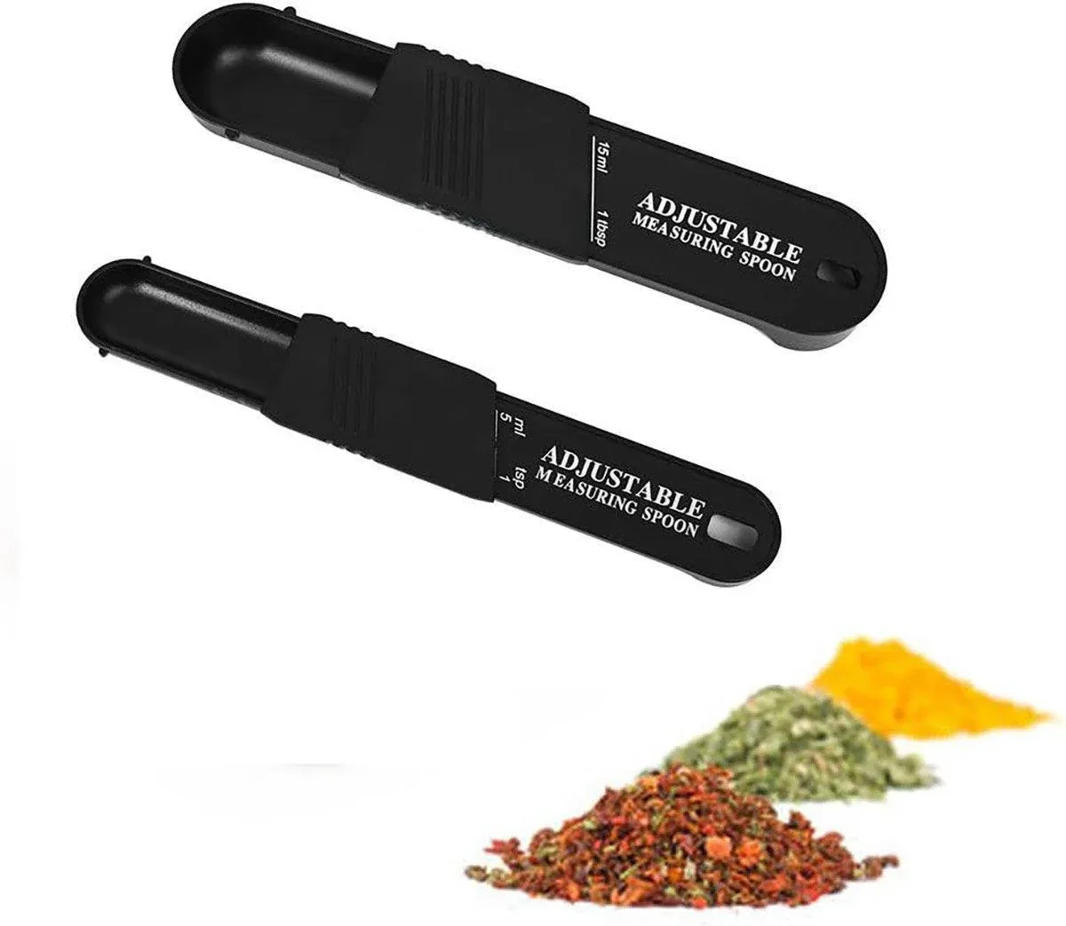 2PCS Adjustable ml Gram Plastic Measuring Spoon Scale Kitchen For Metering Spoon - Black — image 6