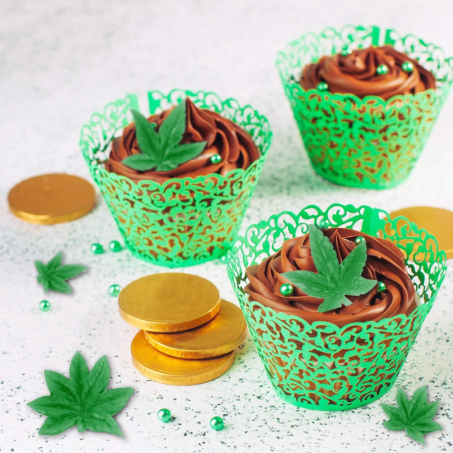 2 Pieces Weed Leaf Cake Fondant Mold Pot Leaves Silicone Mold for Weed Leaf Theme Cake Decoration, Chocolate Candy Polymer Clay Cookie Sugar Craft (Rose Red) — image 6