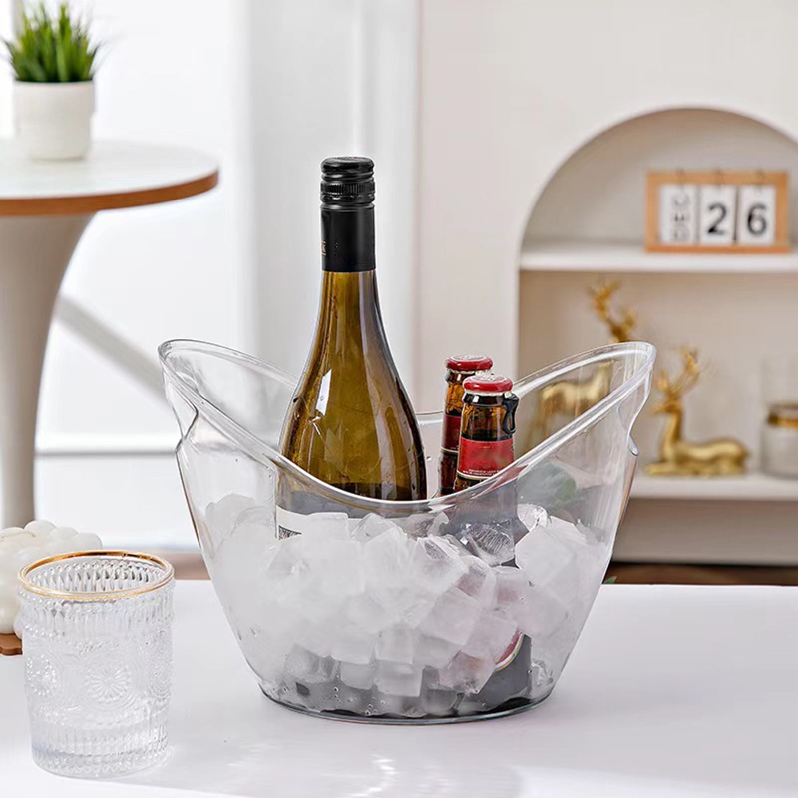 Plastic Ice Bucket for Parties, Bar, Home, Kitchen, Outdoor Etc, Champagne Bucket for Beer Wine, Fruit Clear — image 6