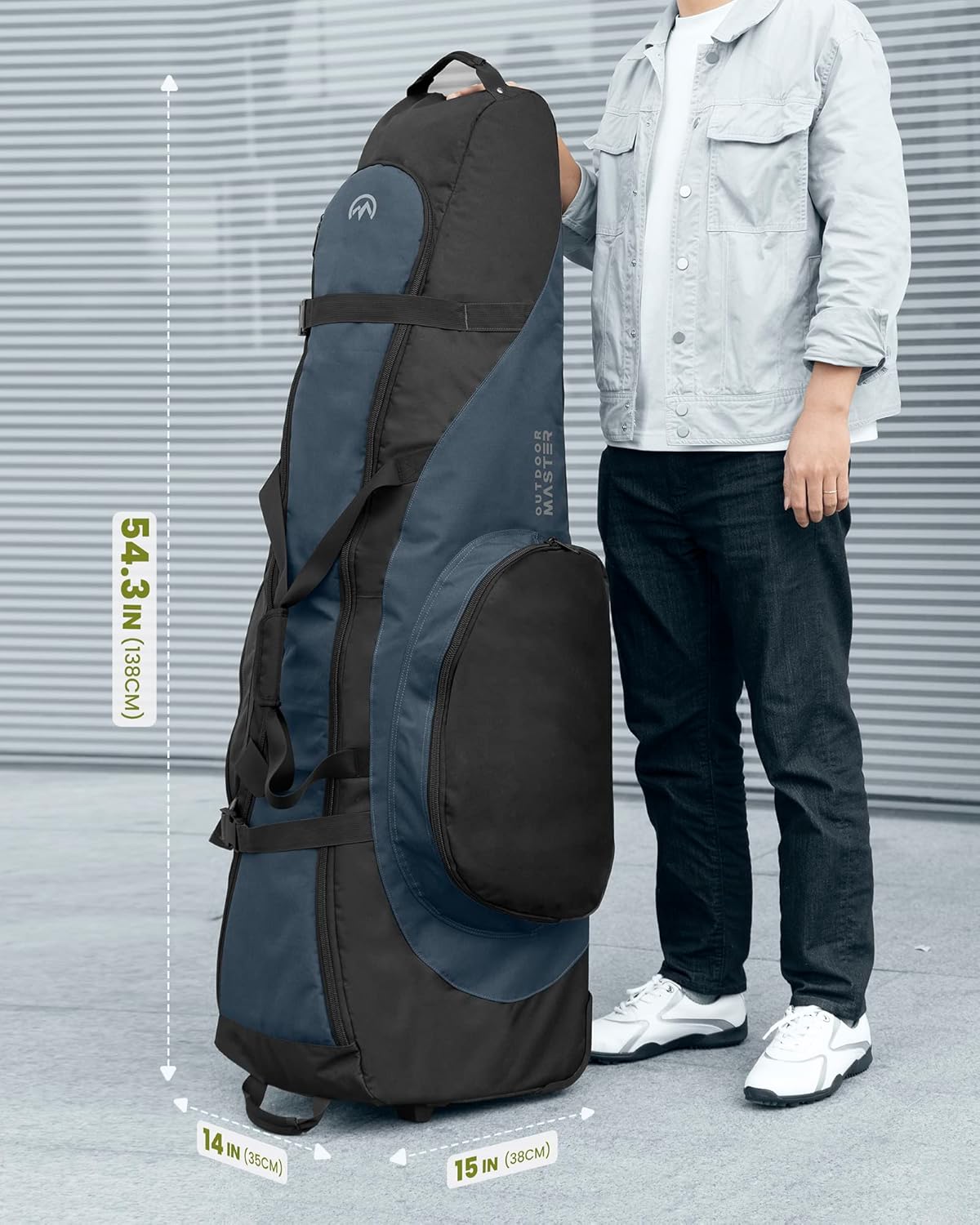 OutdoorMaster Padded Golf Club Travel Bag with Wheels, 900D Heavy Duty Oxford Waterproof -Alligators-Blue โ image 6