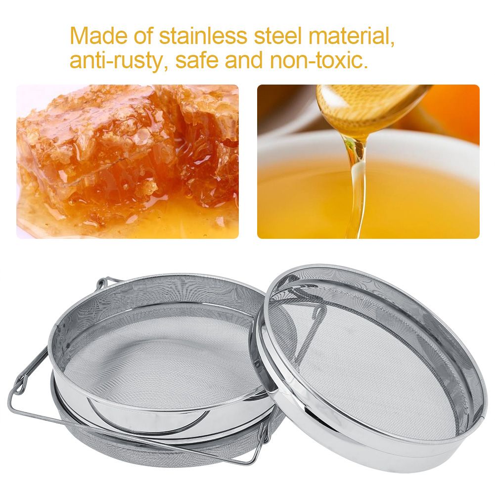 Stainless Steel Beekeeping Double Honey Sieve Strainer Extractor Filter Mesh Screen Equipment — image 3