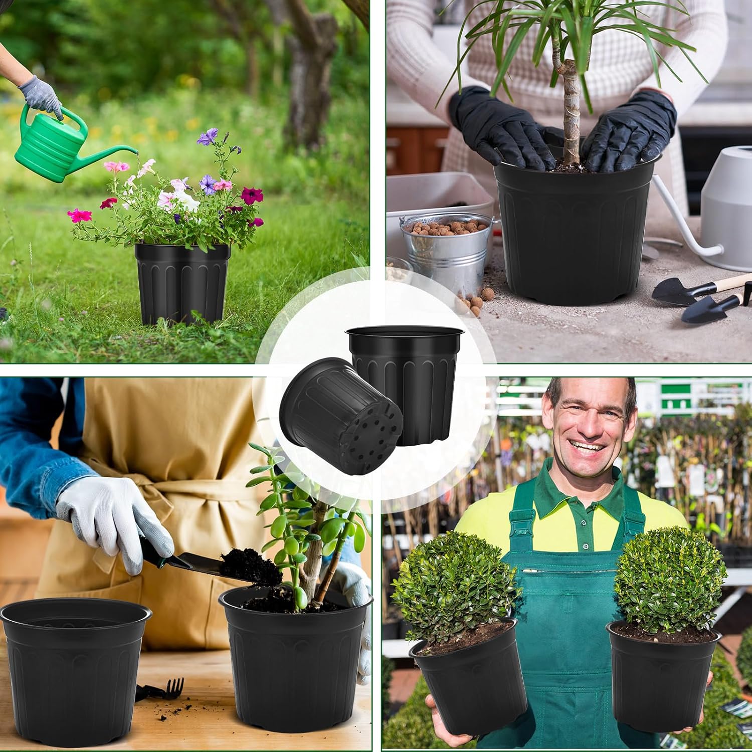 30 Pcs 3 Gallon Plant Nursery Pots Bulk Flexible Plastic Pots for Plants Thickened Soft Seed Starting Container with Drainage Hole Garden Pot Flower Container — image 3
