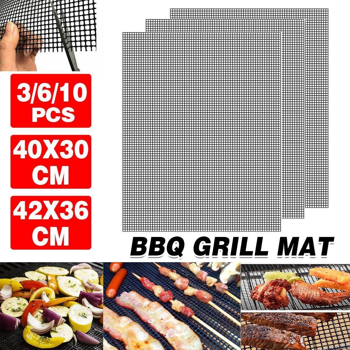 3/6/10PCS Non-Stick BBQ Grill Mat Mesh Liner Cooking Barbecue Sheet Baking Pad - 40 × 30cm-6PCS — image 2