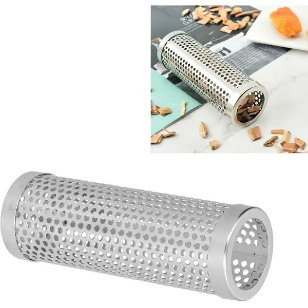 304 Stainless Steel Pellet Smoker Tube with Large Capacity Mesh for Hot and Cold Smoking on BBQ Grills, Silver, 15 × 5 cm — image 4