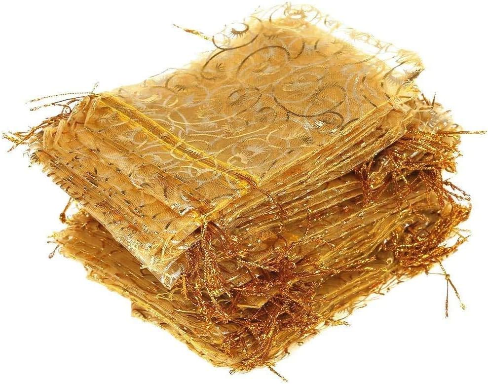 Wedding Favors Small Gift Bags, 100pcs 2.8x3.6 Inch (7x9cm) Gold Organza Bags for Party Favor Bags Small Business Candy Bags Mesh Bag (Gold, 2.8''x3.6'') — image 6