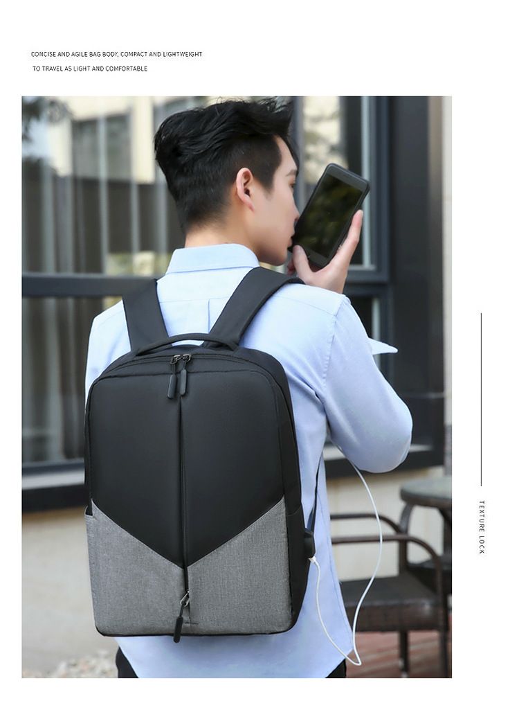 Fashion Backpack Three Piece Color Computer Business Bag Shoulder Men's Hiking Water (Grey, 30X10X41CM) — image 3