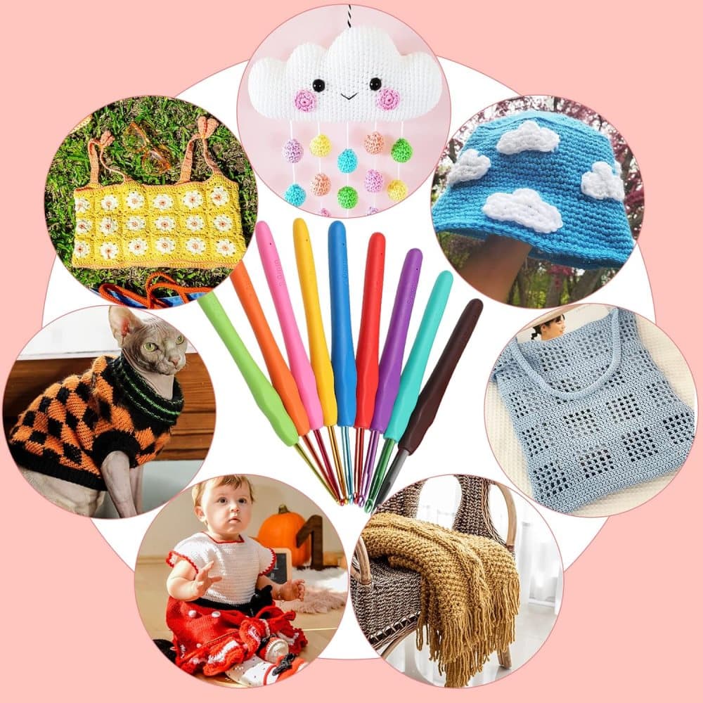58-piece crochet hook set with ergonomic handles and yarn, includes crochet bag, 12cm — image 6