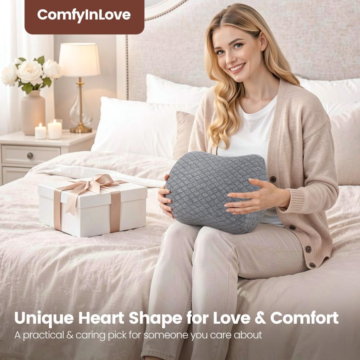 Knee Pillow for Side Sleepers, Supportive Memory Foam Leg Pillow for Side Sleeping with Elastic Strap, Heart-Shape Pillow Between Legs for Pain Relief on — image 6