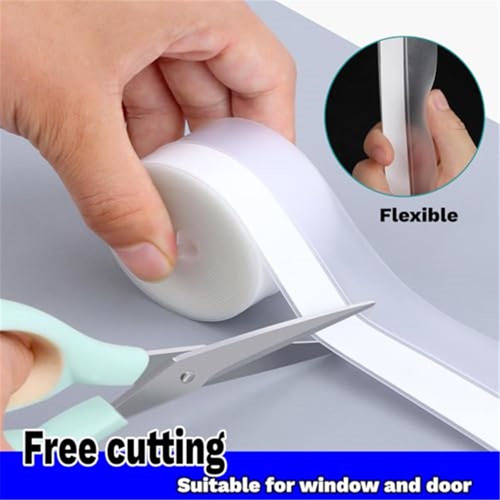 2 pack Silicone Seal Weather Stripping Tape 16.5 Feet Strip Bottom Draft Insulation Stopper Tape Weatherproof Soundproof for Door or Window Bathroom Shower โ image 3
