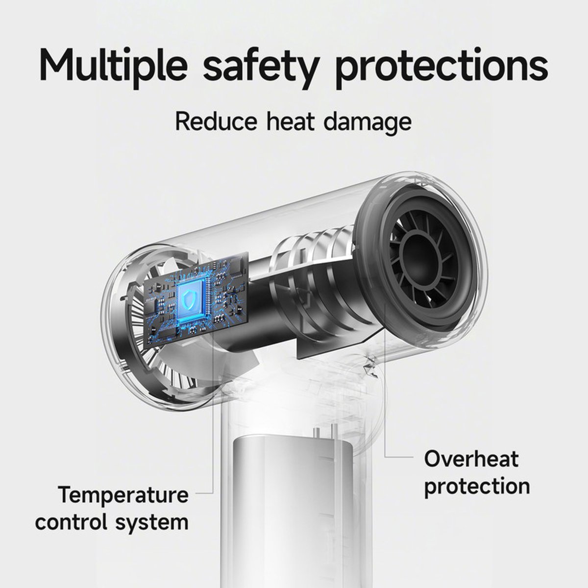 Professional cordless hair dryer - 3 speeds and 3 temperatures, USB rechargeable battery, 200W, portable with digital display for women, beach and camping — image 5