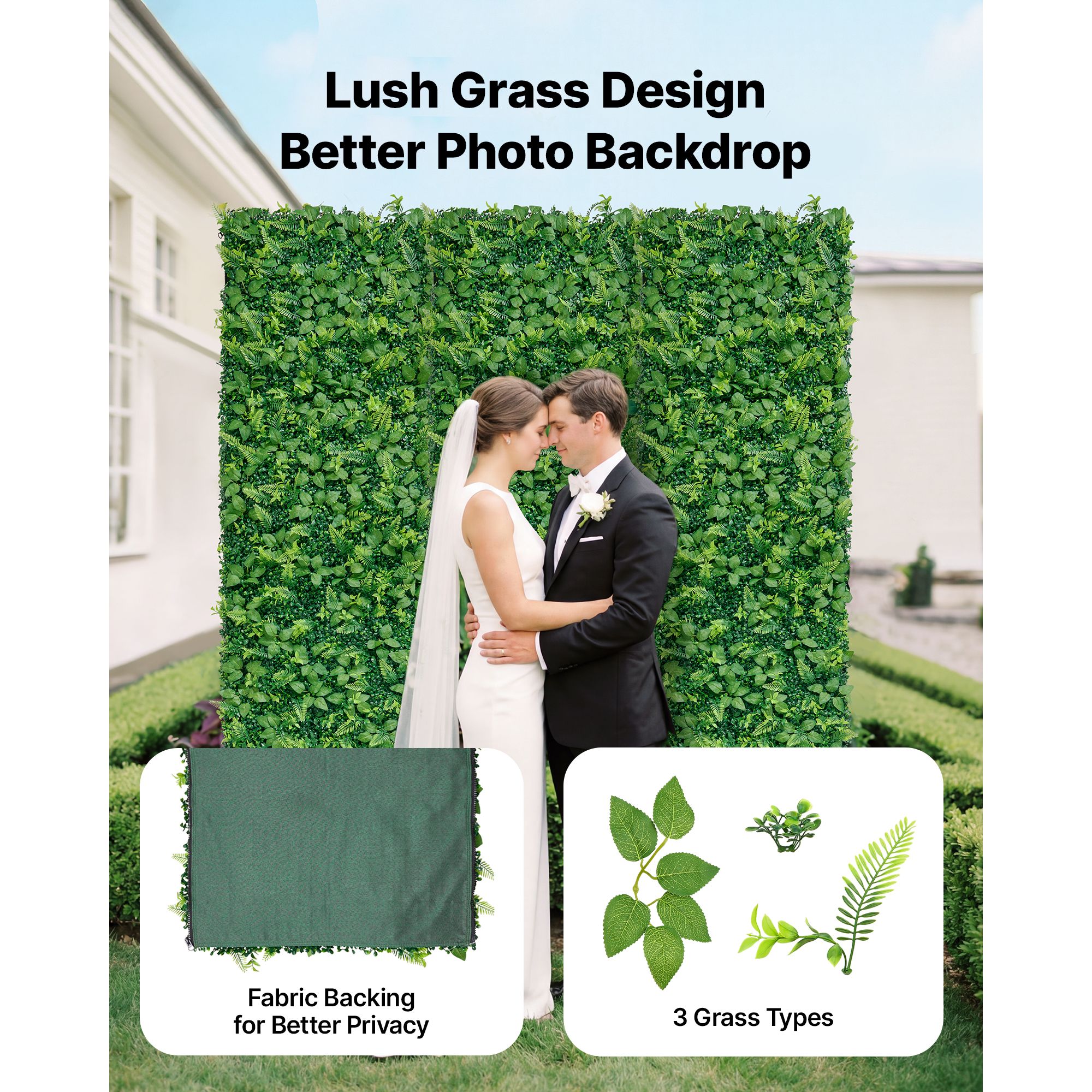 Artificial Plant Wall, 4 PCS 61 x 243.8 cm Artificial Boxwood Panels, Sun Protection Greenery Backdrop Privacy Hedge Fence, Fake Grass Screen for Wedding β image 2