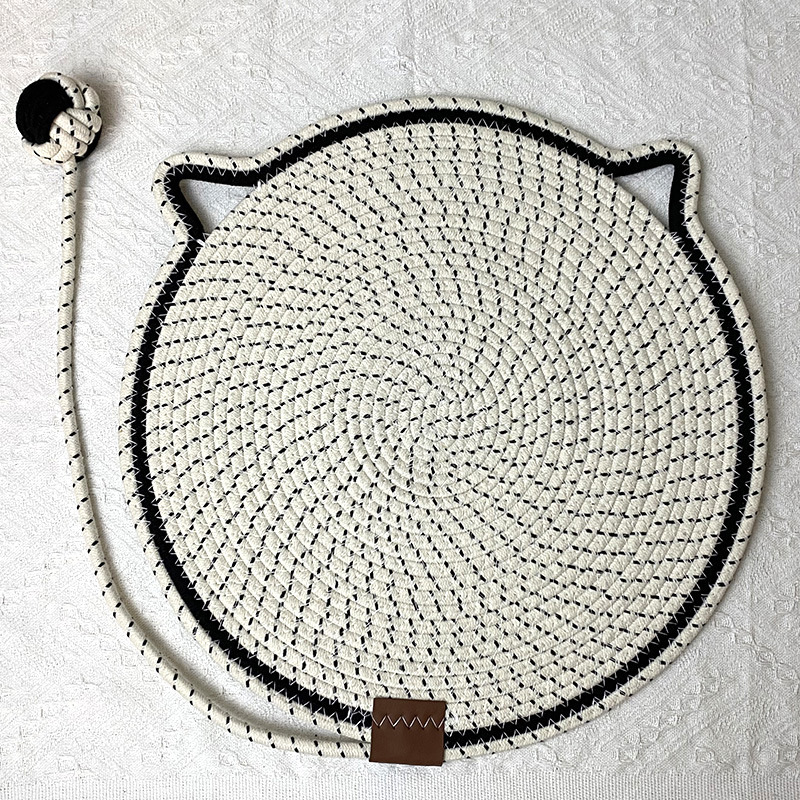 3 Pcs White Durable Cat Scratching Mat with Attached Toy Ball - Washable and Multi-Functional