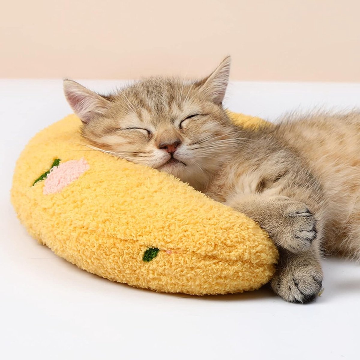 Pet Cushion - Soft Plush Pet Cushion - Cute Patterned Pet Mat - Comfortable Neck Support - Suitable for Cats and Dogs - Yellow — image 5