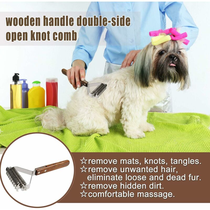 Dog Grooming Brush Coat King Undercoat Comb Dual 17+9 Teeth for Pet Hair Removal Dematting โ image 3
