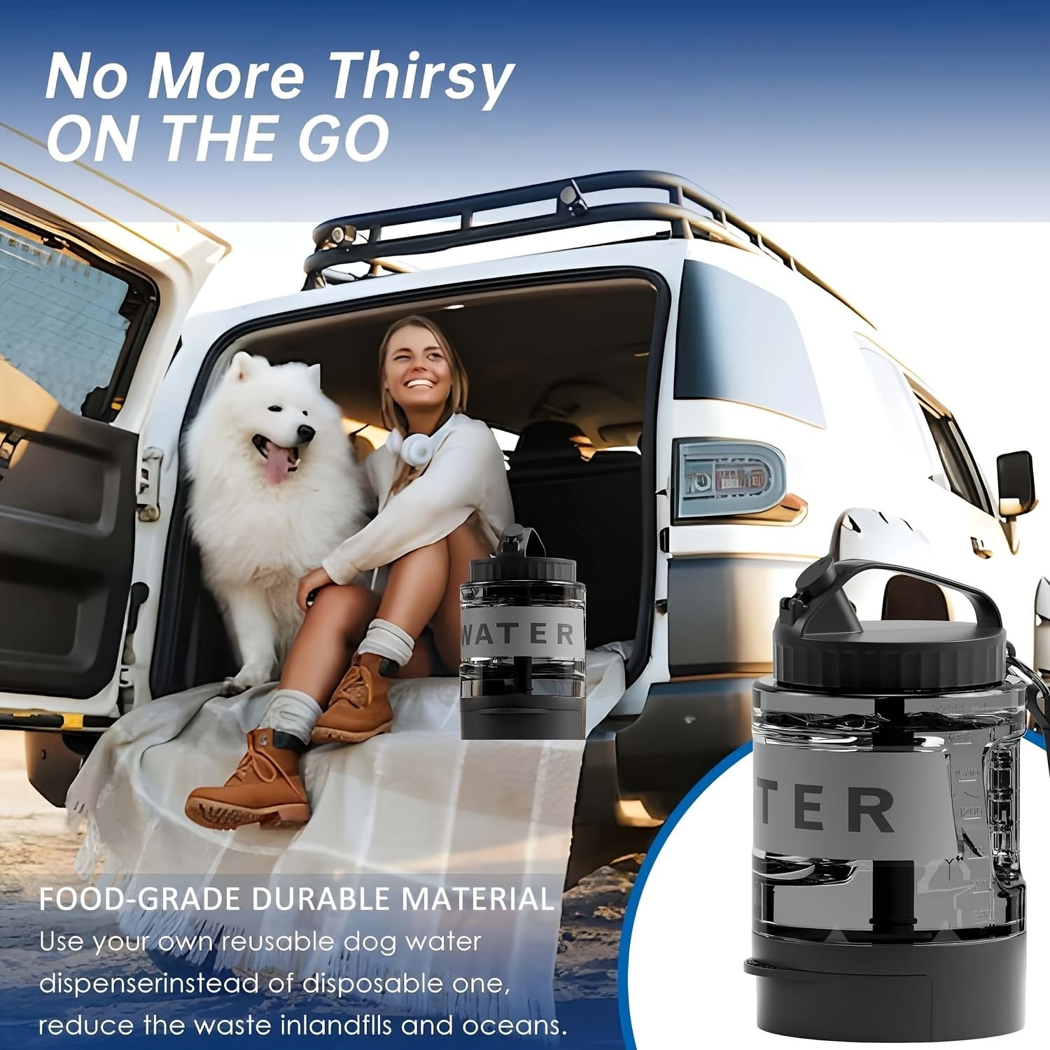 Portable Pet Water Bottle with Built-in Bowl – Leak-Proof, Large Capacity 77oz for Camping, Hiking, and Dog Park Adventures – Ideal for Small to Medium Breeds — image 4