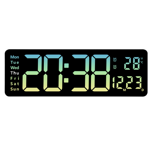 16" Green gradient color Large Digital Big Jumbo LED Wall Desk Clock Display With Temperature Calendar โ image 6