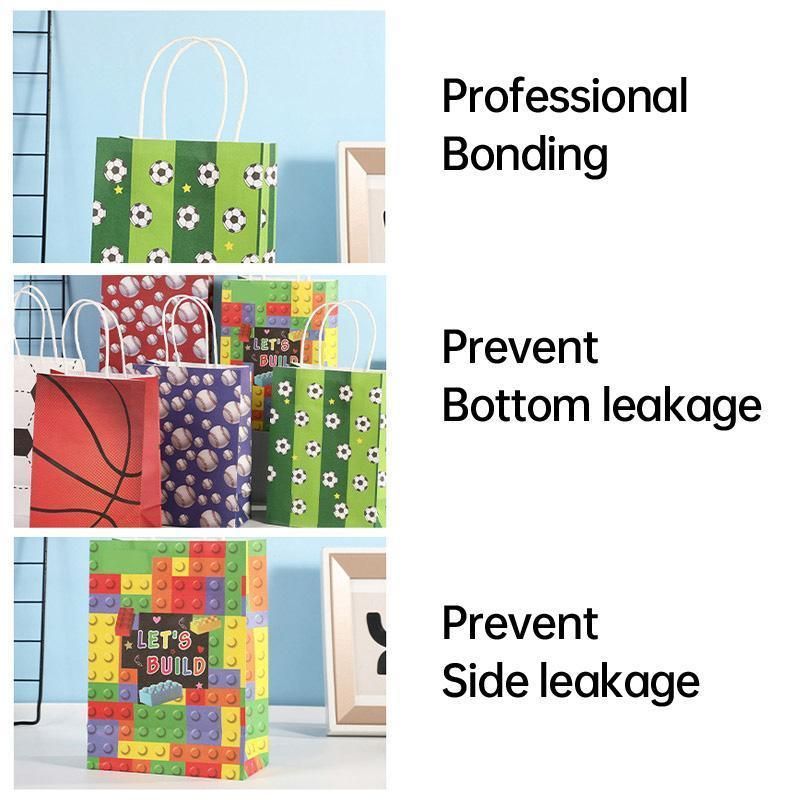 30PCS Fashion Ball Kraft Paper Gift Bag Festivals gift tote bag Party Favor Bag - Green-Football-30pcs β image 5
