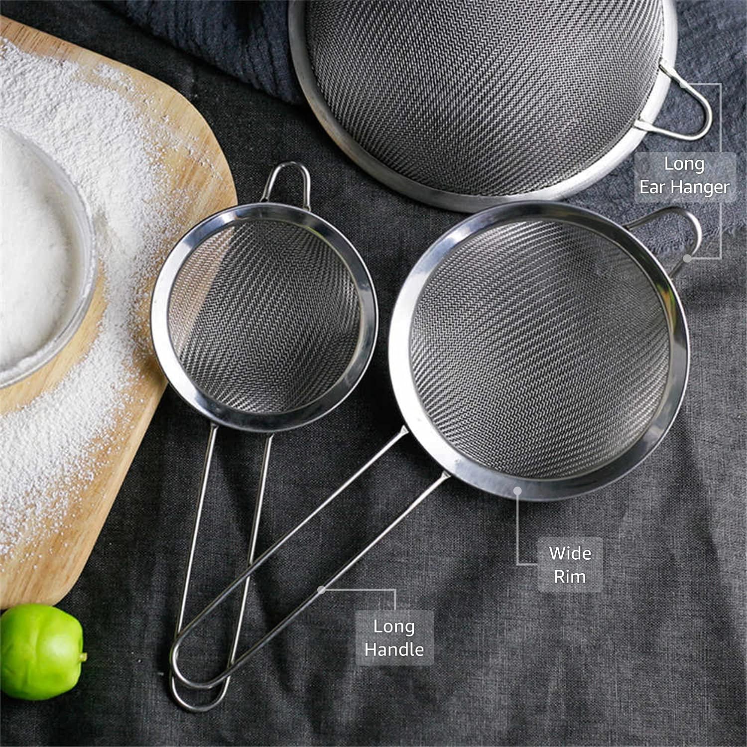 Strainers - Marine Grade Stainless Steel - Fine Mesh - Heat Resistant - No Sharp Edges - Corrosion Resistant - Pack of 3 (8cm, 12cm & 18cm) โ image 5