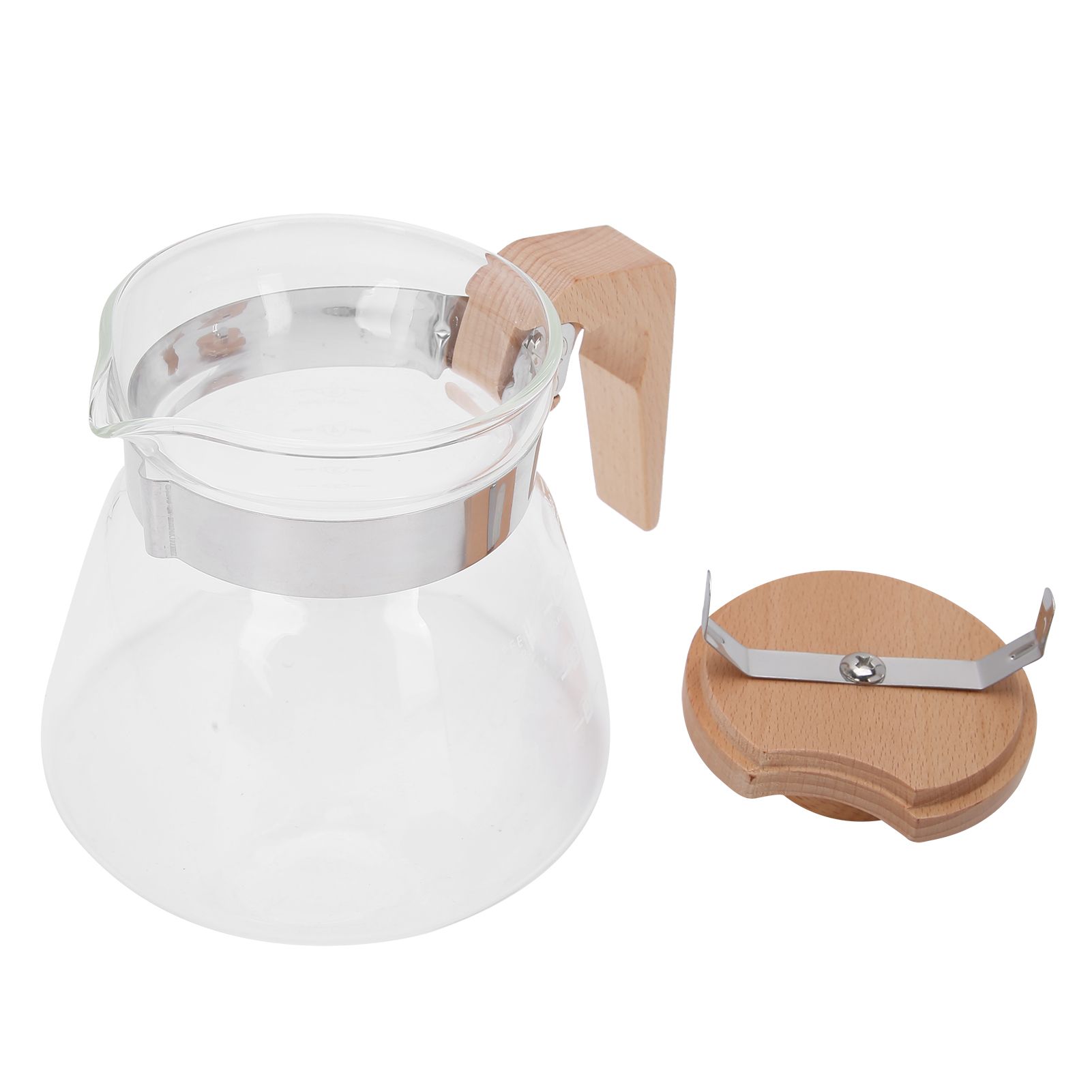 Pour Over Coffee Maker 600ml Glass Coffee Server Pot with Wooden Handle Lid for Home Office — image 6