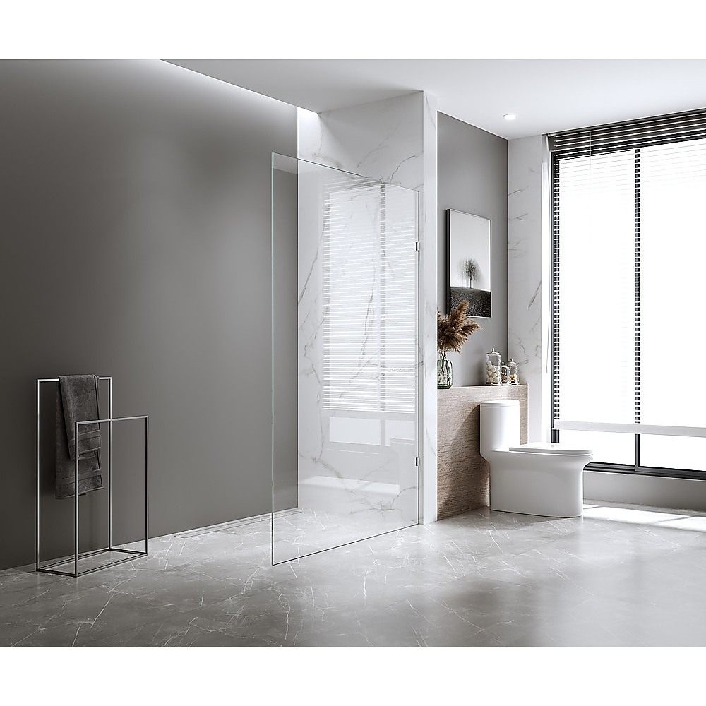 90x200cm Glass Shower Screen with Nickel F-Brackets