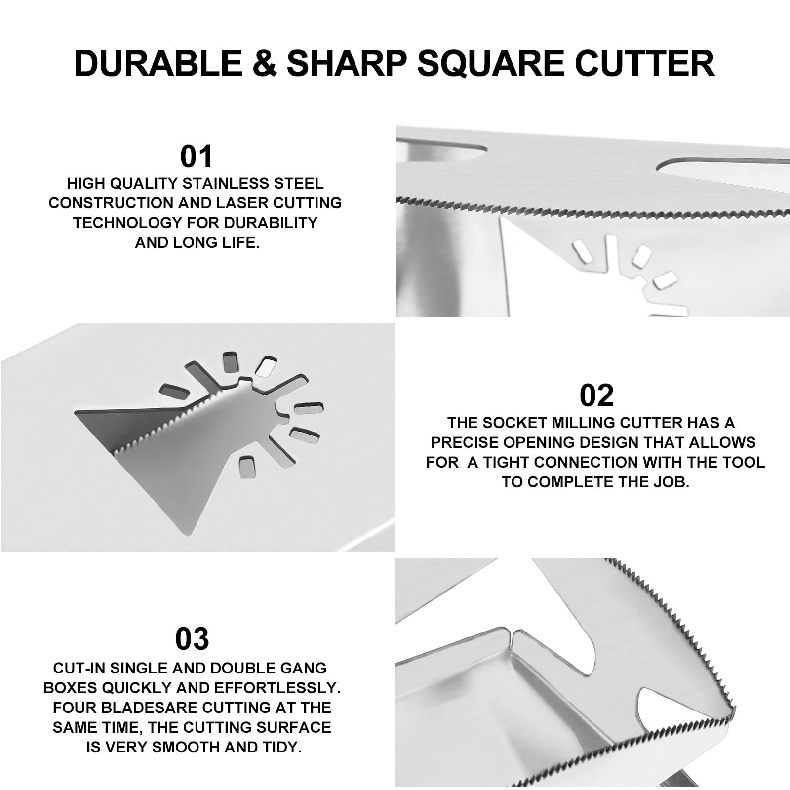 2PCS Slot Cutter, Square Rectangle Stainless Steel Milling Cutter Carving One Step in Place Slot Cutter, Plastic Metal, Wood — image 4