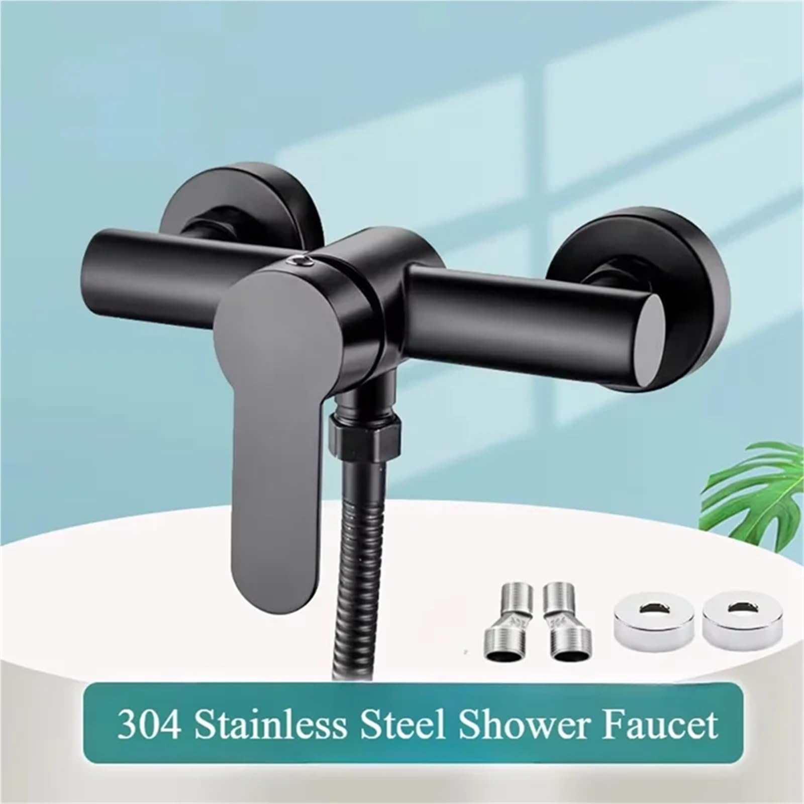 Wall-Mounted Shower Mixer Tap with Single Lever Control for Bathroom Shower Systems, Durable Metal Finish and Easy Use, Black — image 3