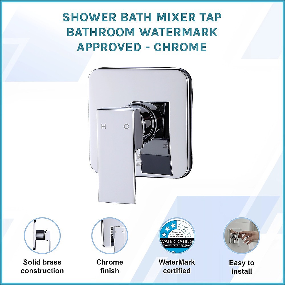 Shower Bath Mixer Tap Bathroom WATERMARK Approved - Chrome โ image 3