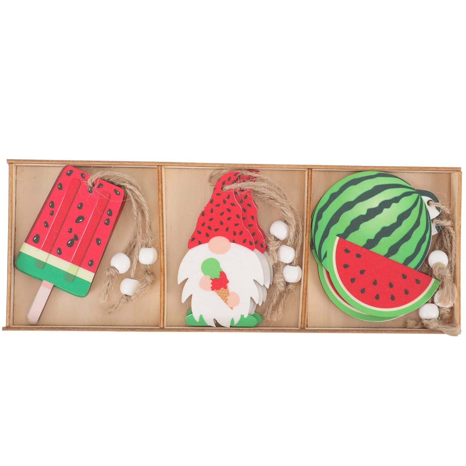 9 Pcs Watermelon Wooden Pendant Wood Trim Swedish Elf Dwarf Hawaii Decor Office Decor Wooden Signs Decor for Office Hawaiian