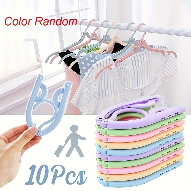 10pcs Portable Folding Hangers with Anti-Slip Grip - Durable Plastic