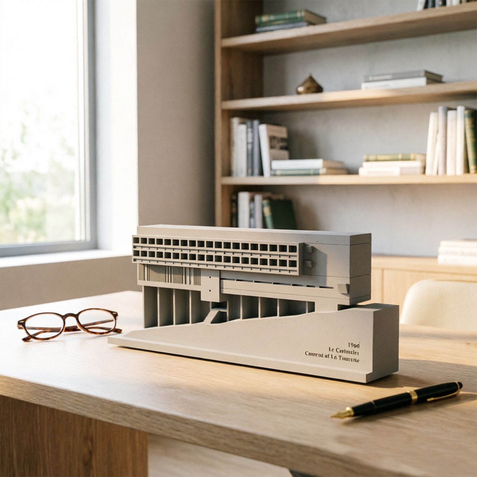 La Tourette Convent Concrete Architectural Model Modernist Masterpiece Replica for Desk Decor & Collectors(Grey) — image 4