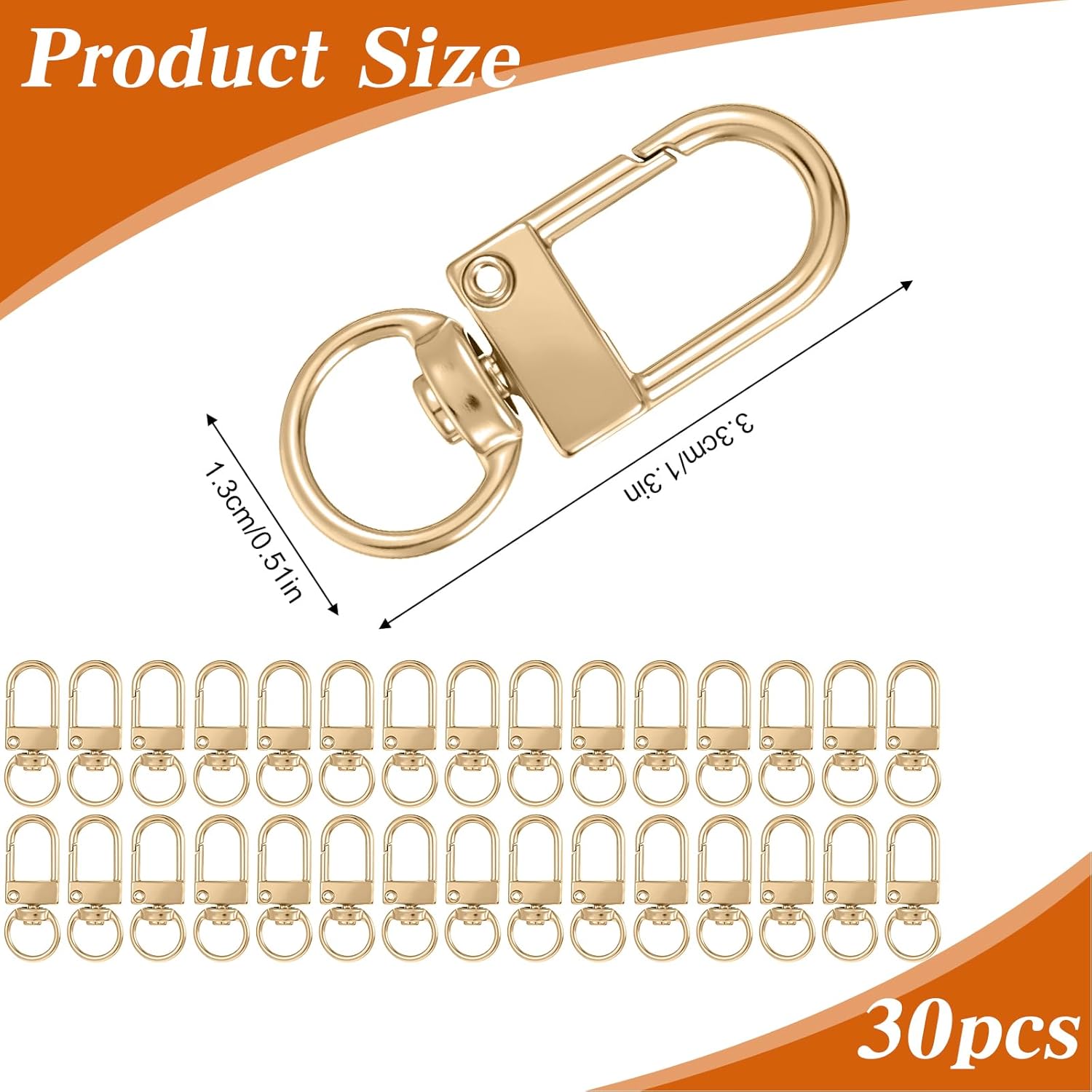Xindojuz 30 PCS Metal Lobster Claw Clasps for Keychains and Jewelry Making, 360° Swivel Lanyards Snap Hooks Strap with Key Rings, Key Chains Connector Purses