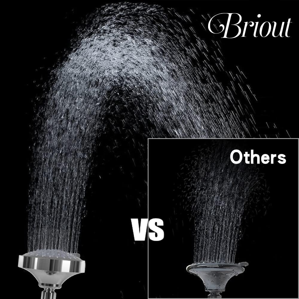 Shower Head, High Pressure Shower Heads 4.1 Inch 5 Settings Rain High Flow Fixed Showerhead for Luxury Shower Experience Even at Low Water Pressure, Chrome — image 2