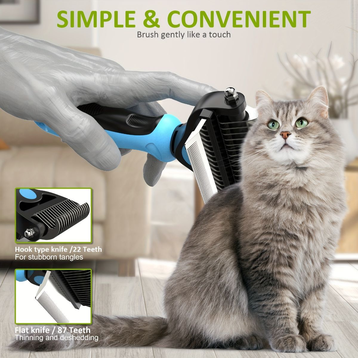 Pet Hair Remover Brush Double-Sided Pet Brush Pet Grooming Tool Dog Brush Cat - White - Size Small size -fine teeth 67 — image 4