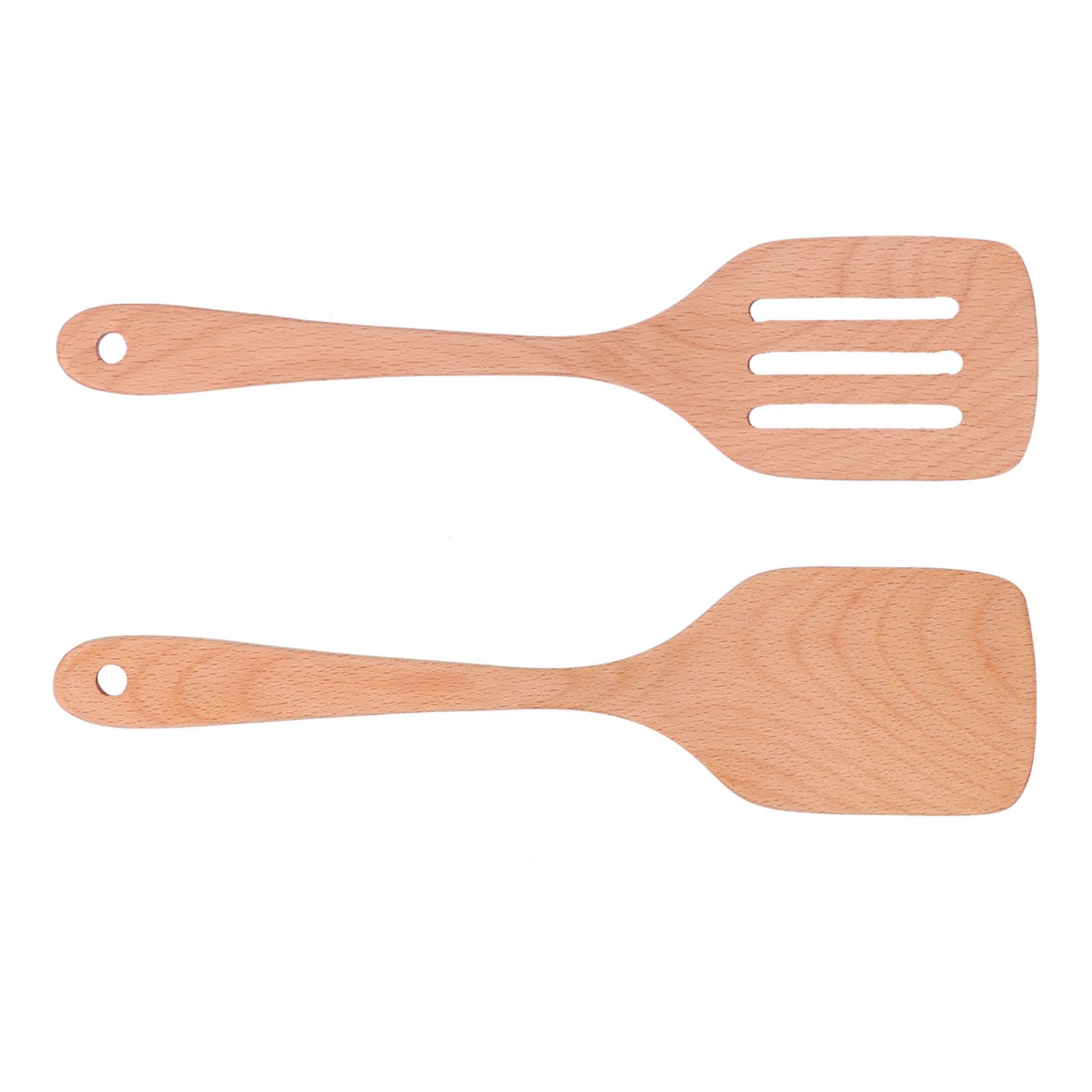 2Pcs Kitchen Turner Spatula Set Wooden Environmentally Friendly High Temperature Resistant Non Stick Kitchen Utensils — image 4