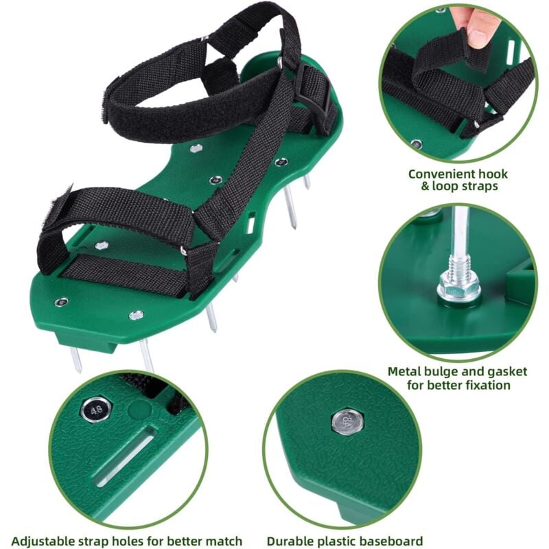 Lawn Aerator Sandals for Garden Grass Aeration, Lawn Spike Shoes Grass Vertical Cutter โ image 3