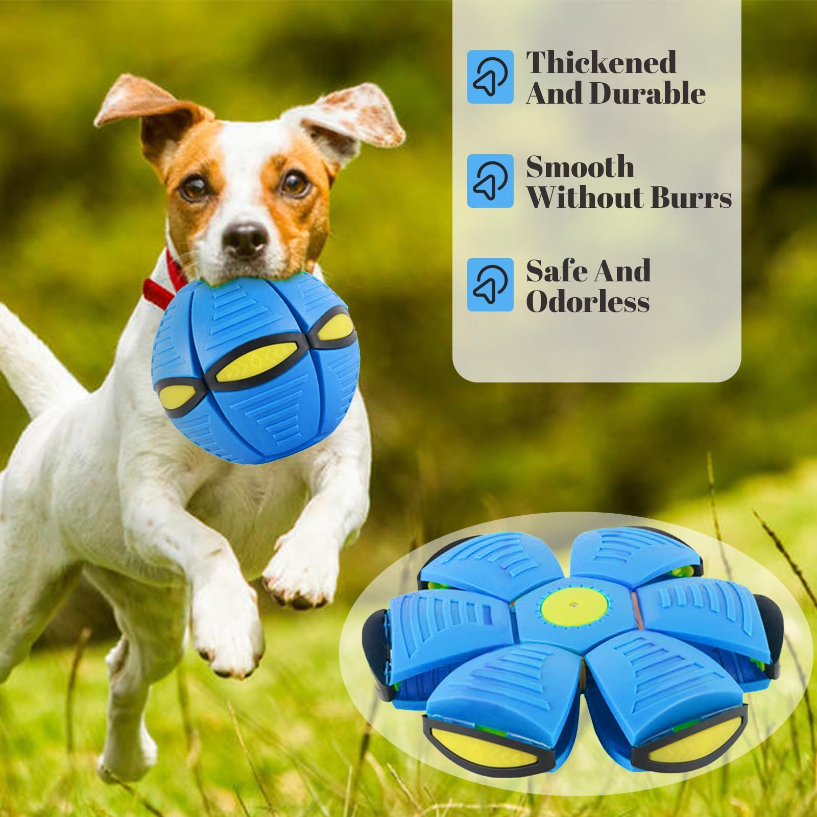 Dog Flying Saucer Ball Toy, Outdoor Flat Throw Doggy Disc Ball Toy, Changeable Shape Dog Ball, Pet Interactive Toys — image 3
