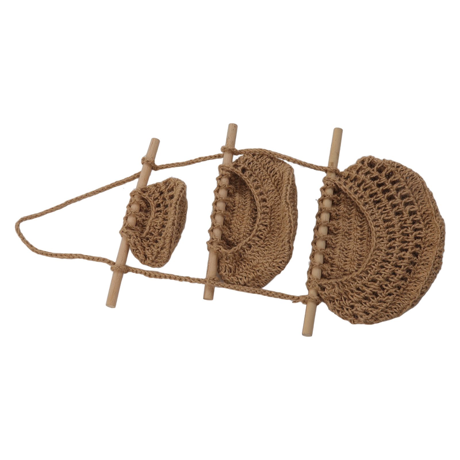 Hanging Fruit Basket 3 Tier Wall Mounted Handcraft Hemp Rope Wood 3 Tier Hanging Wall Basket for Toys Pet Plush Toys Dolls โ image 5