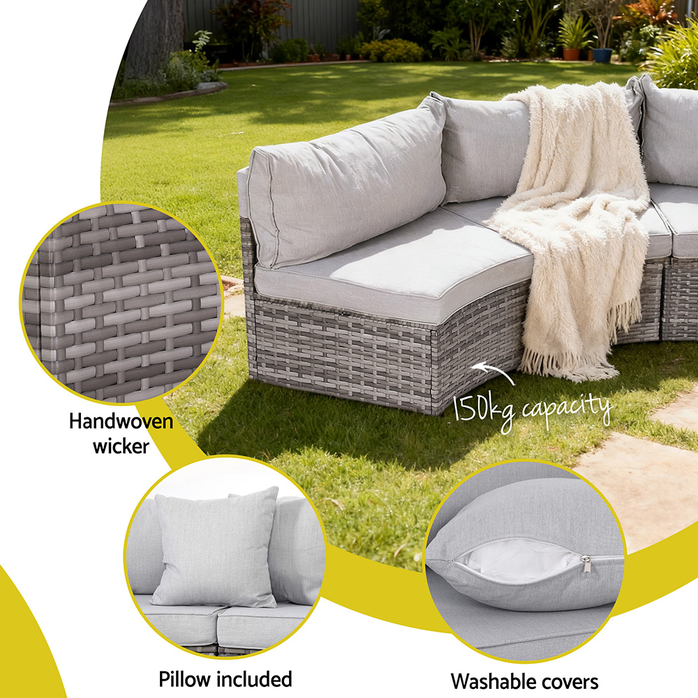 Gardeon 4 Seater Outdoor Sofa Set 7PCS Table Chair Set Garden Rattan Patio Furniture — image 5