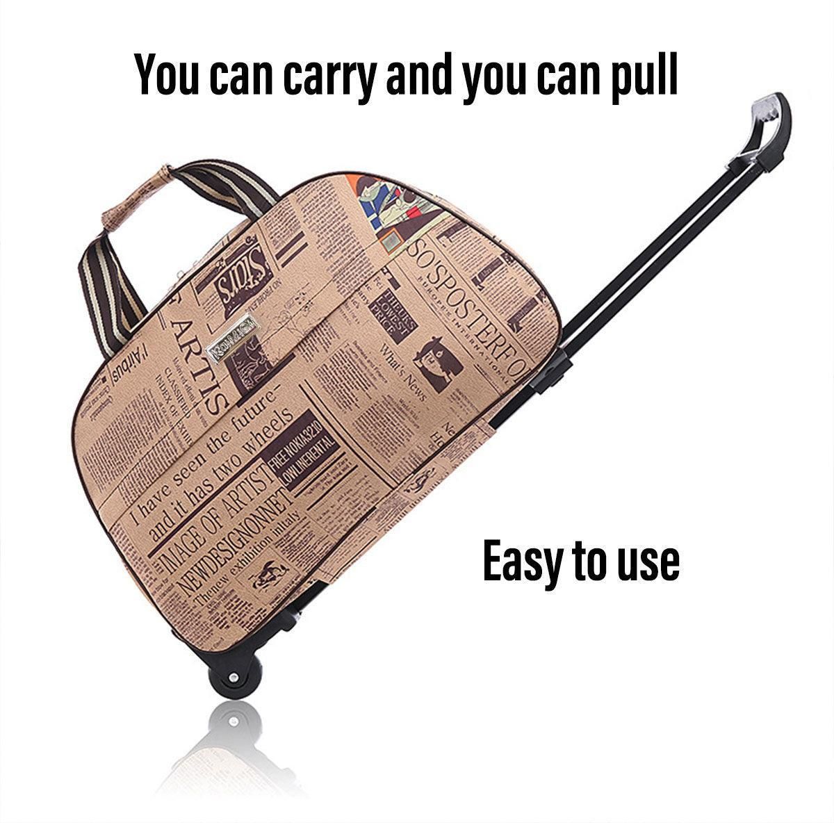 Wheeled Travel Duffle Trolley Bag Carry On Rolling Luggage Suitcase Tote Durable - Black-24in — image 5