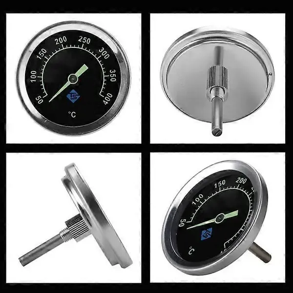 BBQ Grill Thermometer, Analog Bimetal Temperature Gauge with Night Light and Stainless Steel Probe, Black, 50-400 C — image 5