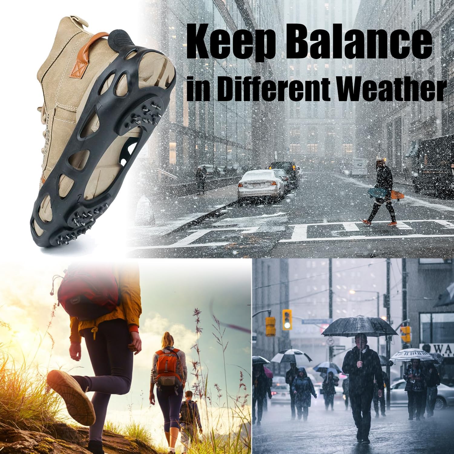 Anti-Slip Ice Spikes with 30 Teeth Strong Grip Size 41-46 Black 1 Pair — image 4