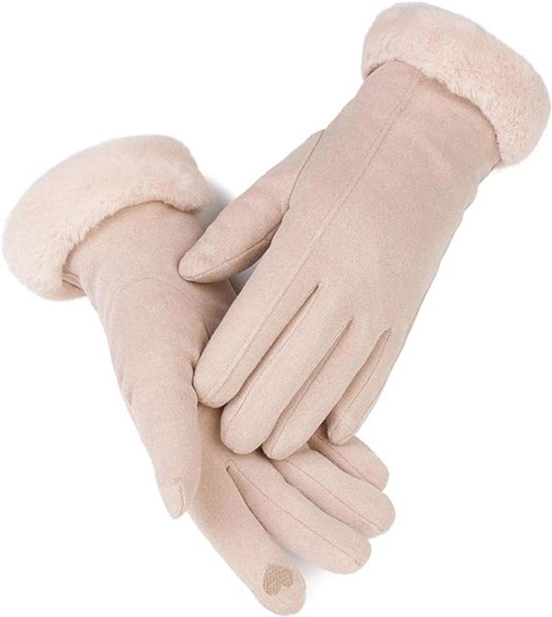 Winter Touchscreen Gloves for Women, Warm Windproof Gloves, Motorcycling, Scootering, Soft Warm Design for Indoor and Outdoor Use, Beige