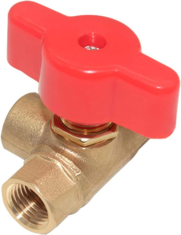 3-Way (L-Port) 1/4"NPT Female Brass Ball Valve Anti-Rust Forged Brass Shut Off Valve Fitting with Red Plastic Handle — image 5