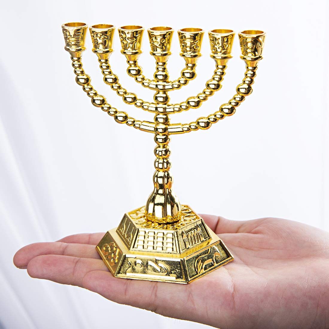 7-Branch Candle Holder for Shabbat, Tabernacle, Home Decor Ornaments Table Centerpiece Display(Light Gold) β image 4