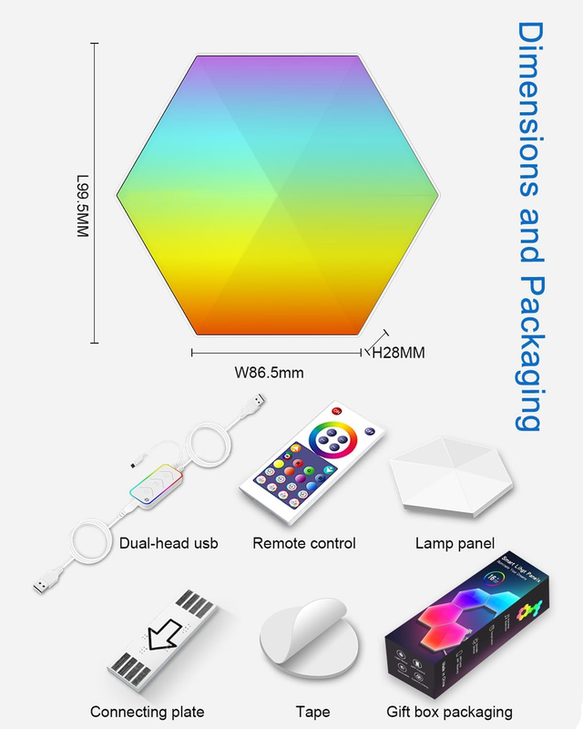 10 Pack Hexagon LED Wall Lights, Smart RGB Honeycomb Lights with APP & Voice Control, Music Sync Modular LED Panels for Gaming Room, Bedroom & Home â image 4