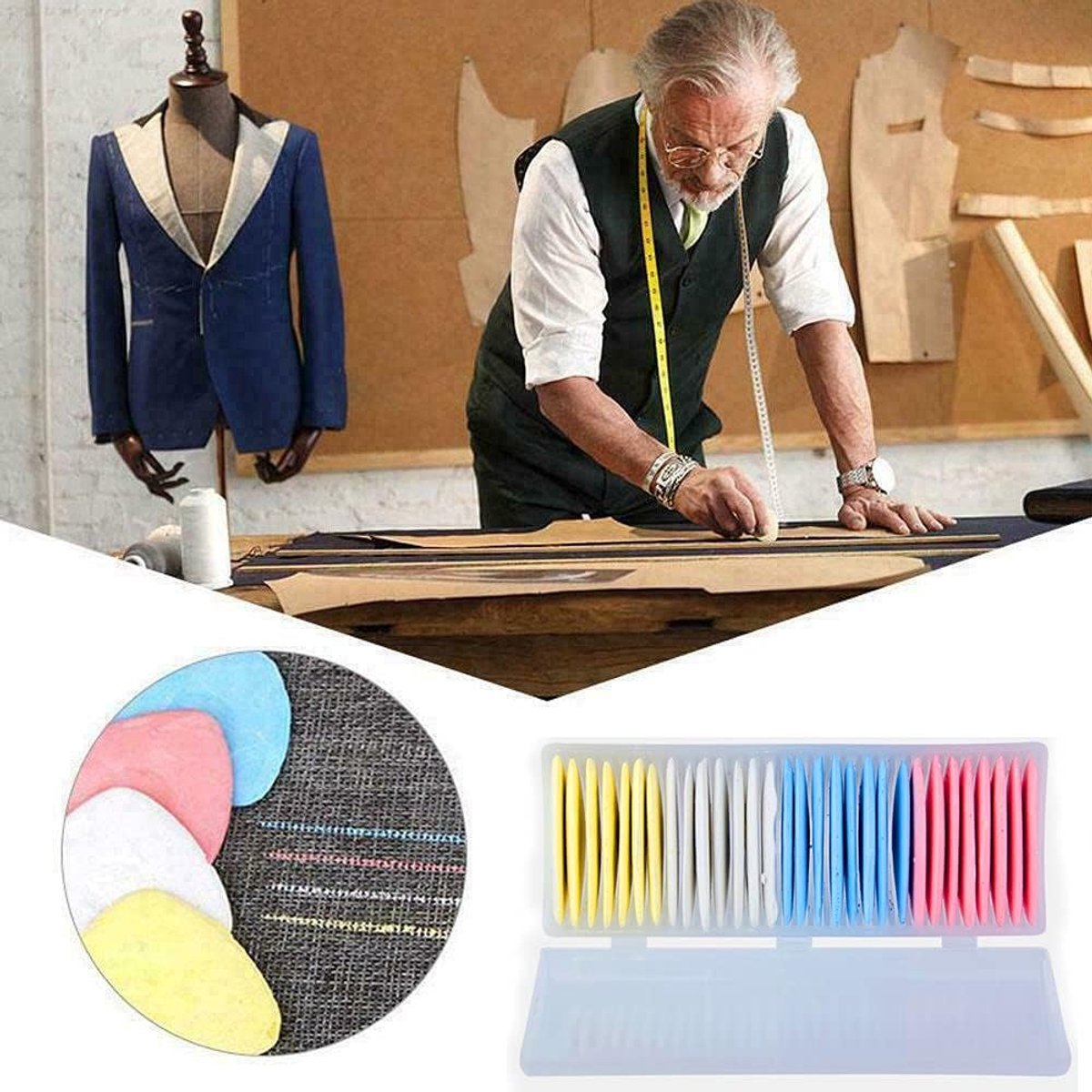 30 pieces - Triangular tailor's chalk - sewing chalk - tailor's chalk - fabric markers - quilting supplies and accessories - sewing accessories - 4.8*4.8 cm โ image 2