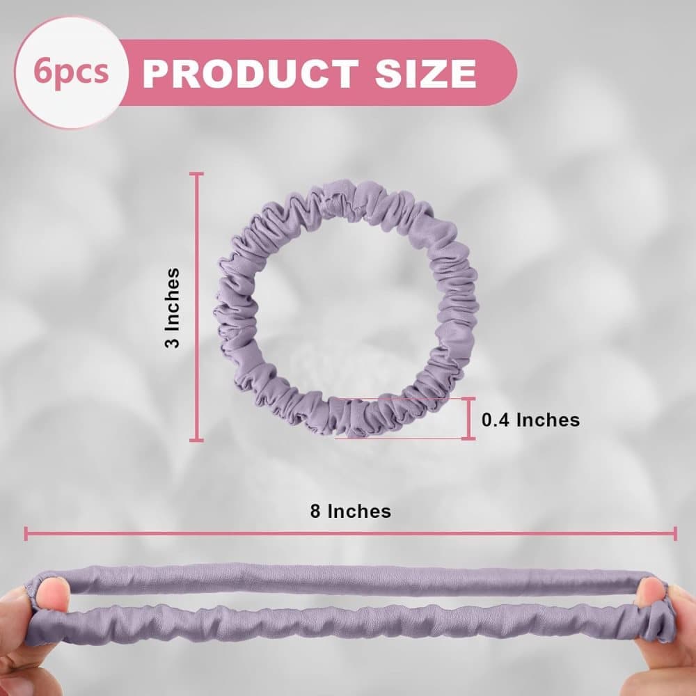 6-Pack Silk Scrunchies Hair Bands 100% Mulberry Silk Gentle No Damage High Elasticity, 16 Momme — image 3