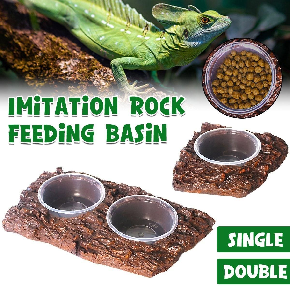 Resin Landscaping Reptiles Bowl Feeder Feeding Water Terrarium Bowls Geckos Dish - Single โ image 2