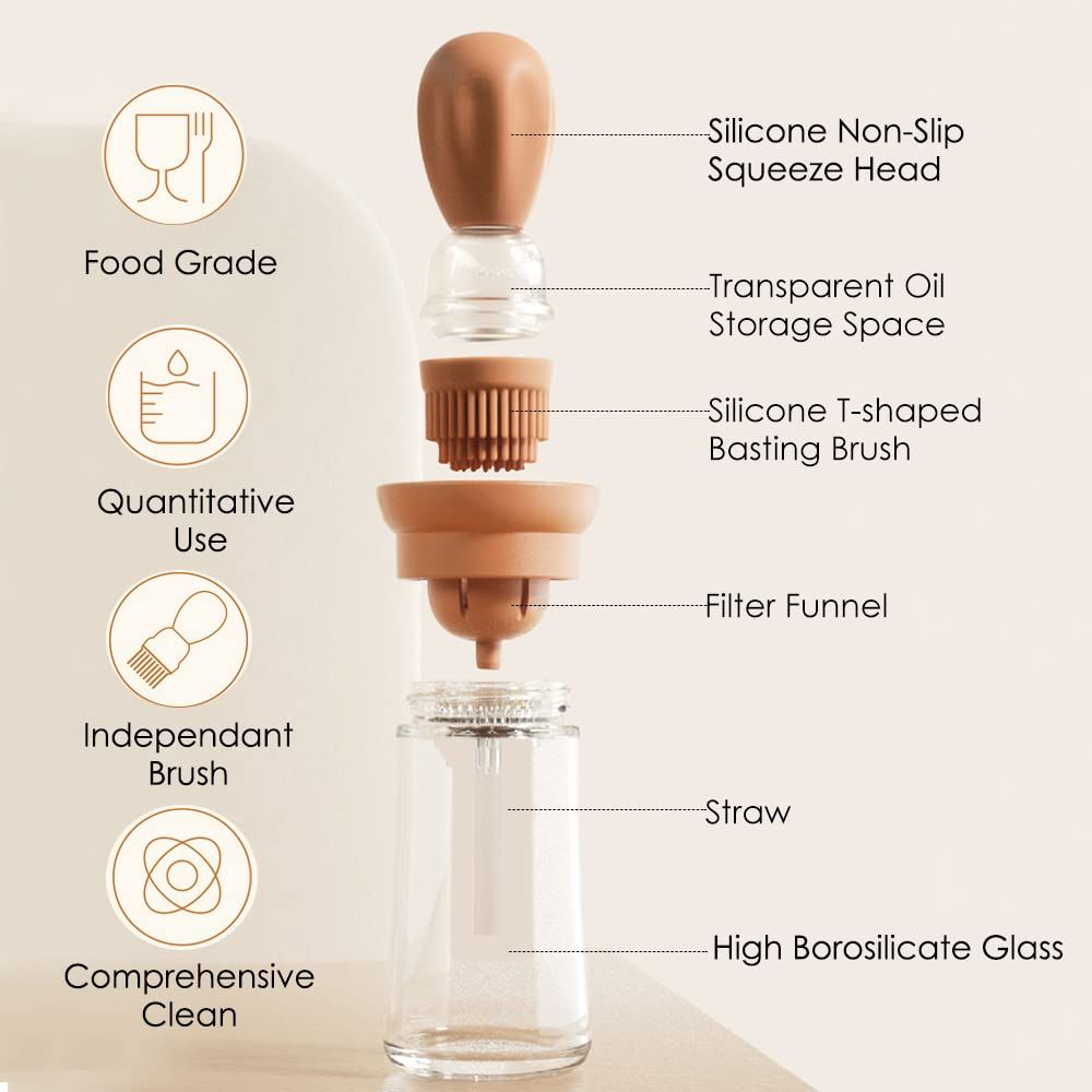 6.09oz Glass Oil Bottle with Brush for Cooking, Baking, And Grilling - Convenient Non-Drip Feature, Easy to Clean Green two-piece set [oil bru — image 4