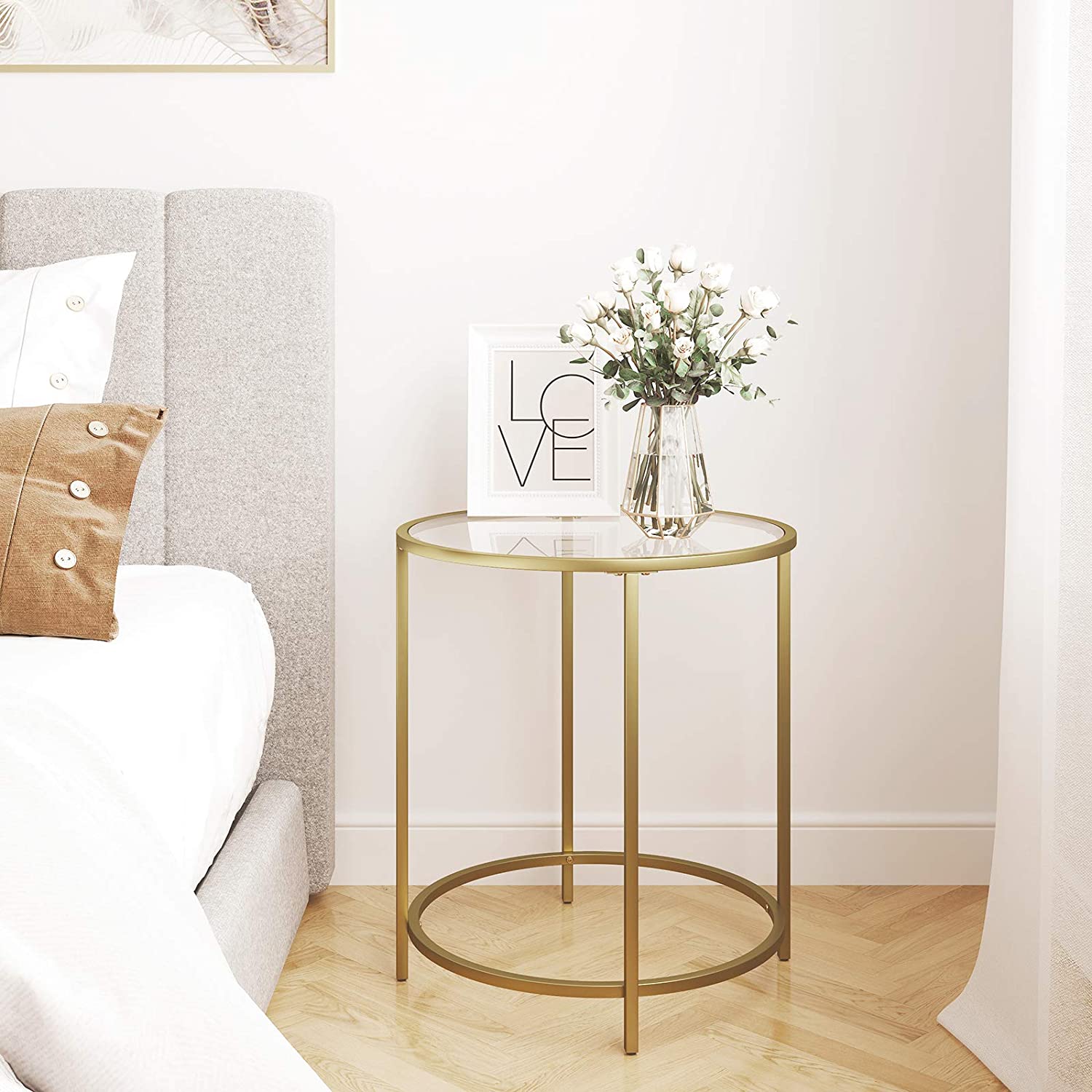 Gold Round Side Table with Golden Metal Frame Robust and Stable โ image 3